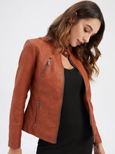 Load image into Gallery viewer, 3 Color Long Sleeve PU Leather Motorcycle Jacket