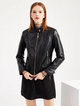 Load image into Gallery viewer, Soft Coat Long Sleeve PU Leather Motorcycle Jacket For Women