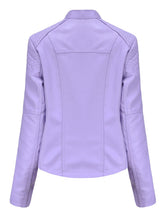 Load image into Gallery viewer, Women‘s Leather Jacket Weave Long Sleeve Winter Coat