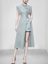 Load image into Gallery viewer, 2PS Sweet Heart Stand Collar Dress And Flower Shorts Dress Set