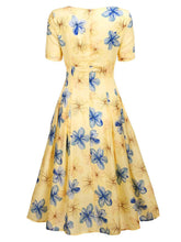 Load image into Gallery viewer, The Marvelous Mrs.Maisel Same Style Yellow Floral Swing 50S Dress with Glass