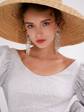 Load image into Gallery viewer, 925 Silver Needle Faux Rhinestone Tassel Long Earrings