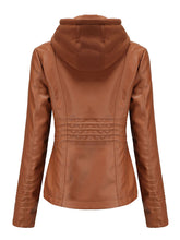 Load image into Gallery viewer, Winter‘s Coat Long Sleeve PU Leather With faux fur lined Warm Hooded Jacket For Women