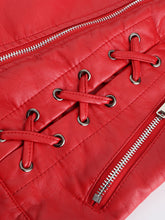 Load image into Gallery viewer, Black Weave Long Sleeve PU Leather Motorcycle Jacket