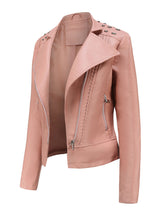 Load image into Gallery viewer, Rivet Long Sleeve PU Leather Motorcycle Jacket