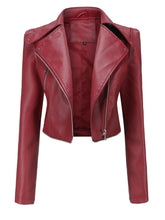 Load image into Gallery viewer, Cool Girl Coat Long Sleeve PU Leather Motorcycle Jacket With Detachable Hem