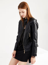 Load image into Gallery viewer, Soft Coat Long Sleeve PU Leather Motorcycle Jacket For Women