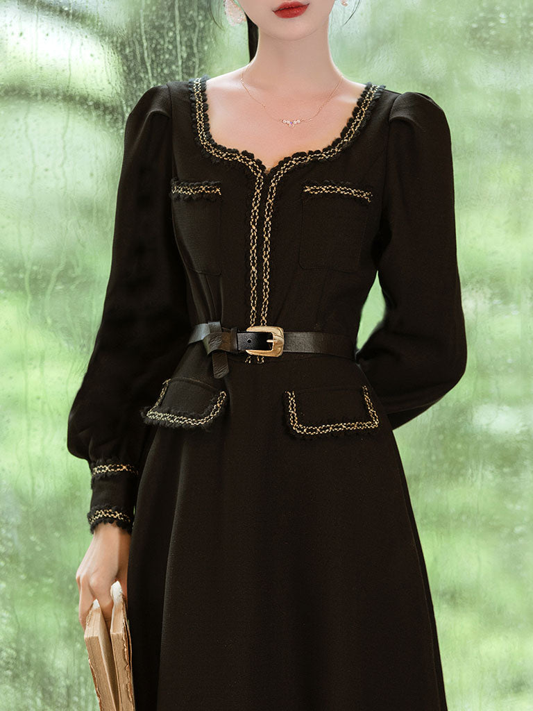 Black Ballet Square Collar 1950S Vintage Little Black Dress – Jolly Vintage