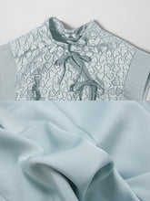 Load image into Gallery viewer, 2PS Sweet Heart Stand Collar Dress And Flower Shorts Dress Set