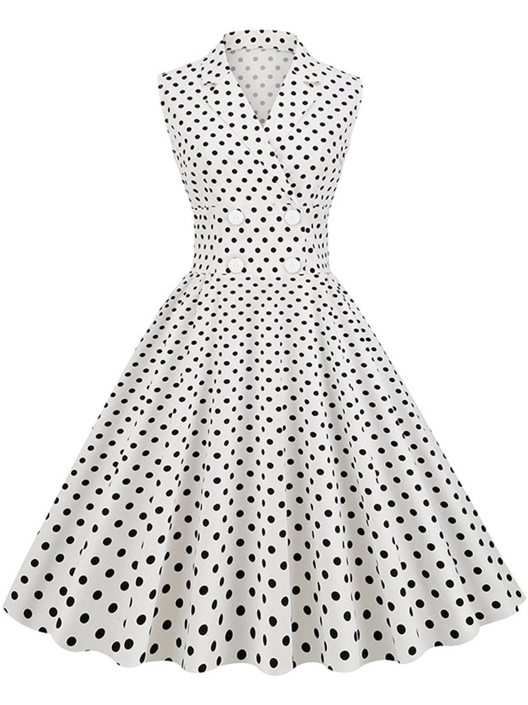 Retro Polka Dot Sleeveless Dress VAS0084