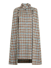 Load image into Gallery viewer, Sweet Brown Plaid Long Sleeve Dress Cape Women's Coat