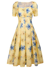 Load image into Gallery viewer, The Marvelous Mrs.Maisel Same Style Yellow Floral Swing 50S Dress with Glass