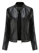 Load image into Gallery viewer, Rivet Long Sleeve PU Leather Motorcycle Jacket
