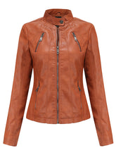 Load image into Gallery viewer, 3 Color Long Sleeve PU Leather Motorcycle Jacket