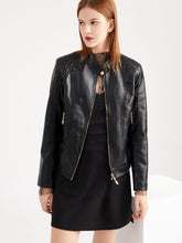 Load image into Gallery viewer, Soft Coat Long Sleeve PU Leather Motorcycle Jacket For Women