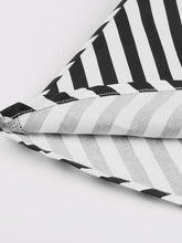 Load image into Gallery viewer, Beetlejuice Costume Black and White Vertical Stripe Swing Dress With Tie