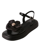Load image into Gallery viewer, Women&#39;s Platform Sandals Round Toe Flower Leather Vintage Shoes