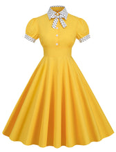 Load image into Gallery viewer, Yellow Pikachu Inspired by Pokemon Swing Vintage 1950S Dress with Headband