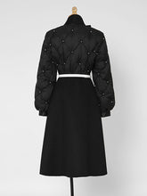 Load image into Gallery viewer, Black Big Bowknot  Diamond Lattice Pearl 1950S Coat