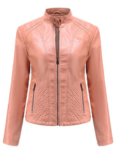 Load image into Gallery viewer, Stand Collar Long Sleeve PU Leather Motorcycle Jacket