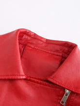 Load image into Gallery viewer, Black Weave Long Sleeve PU Leather Motorcycle Jacket