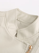 Load image into Gallery viewer, Light Green Long Sleeve PU Leather Motorcycle Jacket