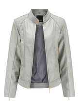 Load image into Gallery viewer, Soft Coat Long Sleeve PU Leather Motorcycle Jacket For Women