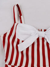 Load image into Gallery viewer, 1950S Spaghetti Strap Pocket Dress With Red and White Vertical Stripe