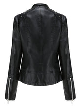 Load image into Gallery viewer, Rivet Long Sleeve PU Leather Motorcycle Jacket