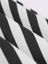 Load image into Gallery viewer, Beetlejuice Costume Black and White Vertical Stripe Swing Dress With Tie