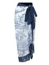 Load image into Gallery viewer, Romantic Floral Print Strap One Piece With Bathing Suit Wrap Skirt