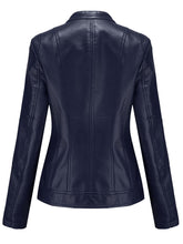 Load image into Gallery viewer, Light Green Long Sleeve PU Leather Motorcycle Jacket For Women