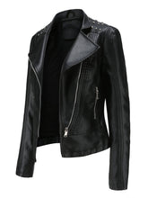 Load image into Gallery viewer, Rivet Long Sleeve PU Leather Motorcycle Jacket