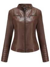 Load image into Gallery viewer, 5 Color Long Sleeve PU Leather Motorcycle Jacket