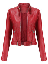 Load image into Gallery viewer, Crop Coat Long Sleeve PU Leather Motorcycle Jacket