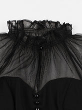 Load image into Gallery viewer, Purple Stand Ruffles Collar Semi-Sheer Sleeveless 1950S Vintage Dress