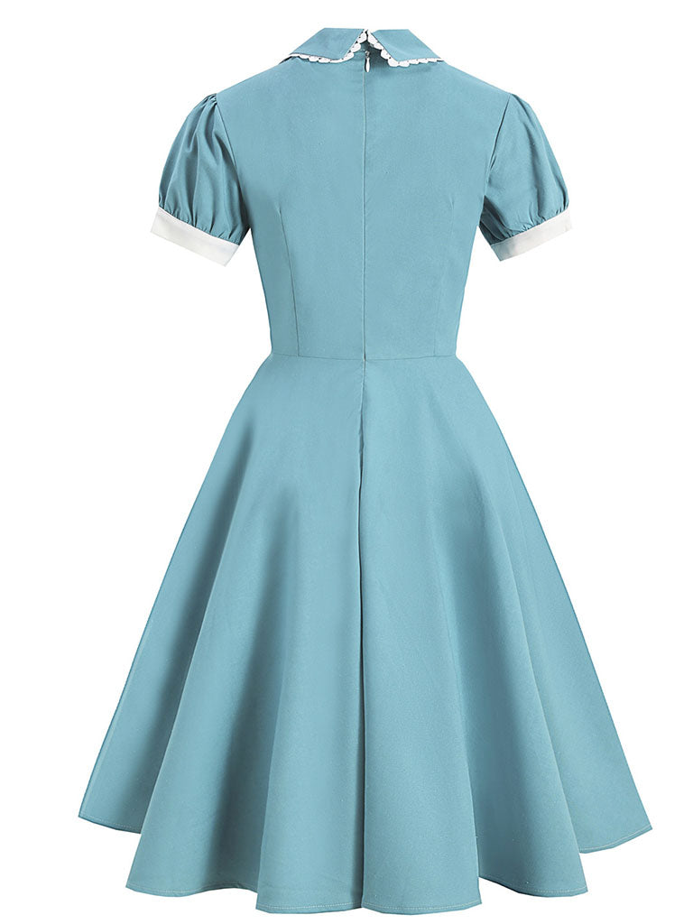 pale blue peter pan collar dress Blue Peter Pan Collar Mini Gingham Dress