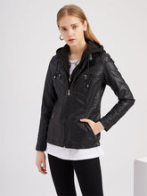 Load image into Gallery viewer, Winter‘s Coat Long Sleeve PU Leather With faux fur lined Warm Hooded Jacket For Women