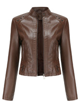 Load image into Gallery viewer, Cool Girl Coat Long Sleeve PU Leather Motorcycle Jacket