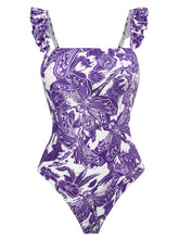 Load image into Gallery viewer, Floral Print Retro Style Strap One Piece With Bathing Suit Wrap Skirt
