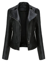 Load image into Gallery viewer, Rivet Long Sleeve PU Leather Motorcycle Jacket