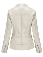 Load image into Gallery viewer, Light Green Long Sleeve PU Leather Motorcycle Jacket