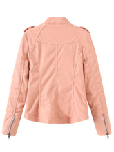 Load image into Gallery viewer, Brown Long Sleeve PU Leather Soft Jacket For Women