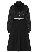 Load image into Gallery viewer, Black Big Bowknot  Diamond Lattice Pearl 1950S Coat