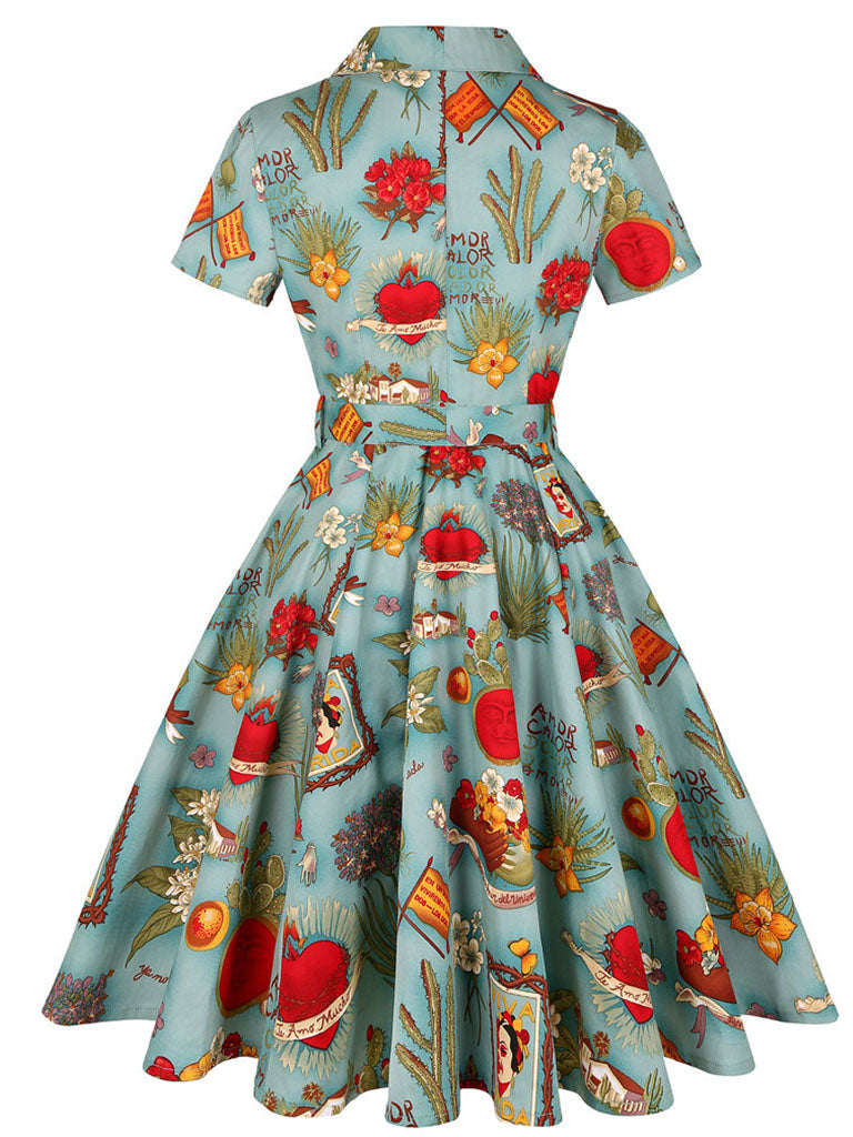 Retro Vintage 1950s Vacation Dress Flare Dress Women S Costume Vintage Cosplay Casual Daily Short Sleeve Dress Masquerade