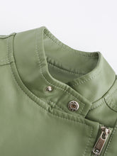 Load image into Gallery viewer, Rivet Long Sleeve PU Leather Motorcycle Jacket With Irregular Hem