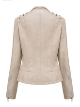 Load image into Gallery viewer, Rivet Long Sleeve PU Leather Motorcycle Jacket