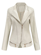 Load image into Gallery viewer, Light Green Long Sleeve PU Leather Motorcycle Jacket