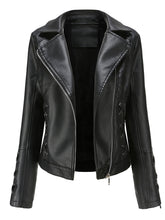 Load image into Gallery viewer, Black Weave Long Sleeve PU Leather Motorcycle Jacket