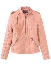 Load image into Gallery viewer, Brown Long Sleeve PU Leather Soft Jacket For Women